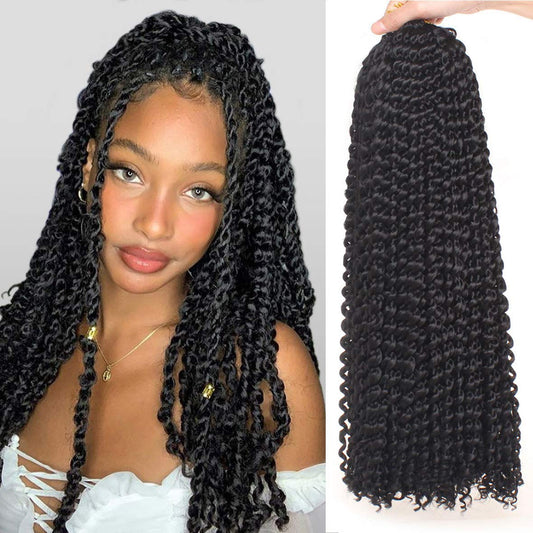 ZRQ Natural Black 2 Packs 24 Inch Water Wave Passion Twist Hair for Butterfly Locs Crochet Hair Synthetic Braiding Hair Extensions for Woman (24 Inch,1B#)