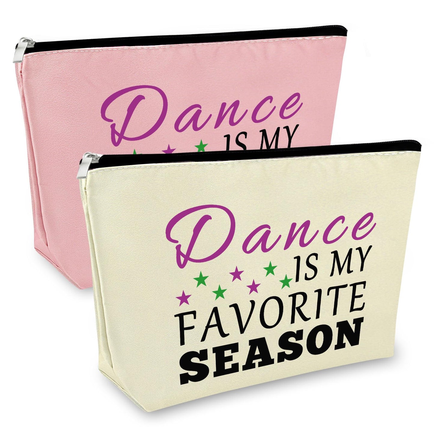 Gifts for Dancers Women Makeup Bag Dance Student Gift Dance Teacher Appreciation Gifts Dance Lover Gift for Women Dance Mom Birthday Gift Graduation Gift for Dance Student 2PCS Travel Cosmetic Pouch