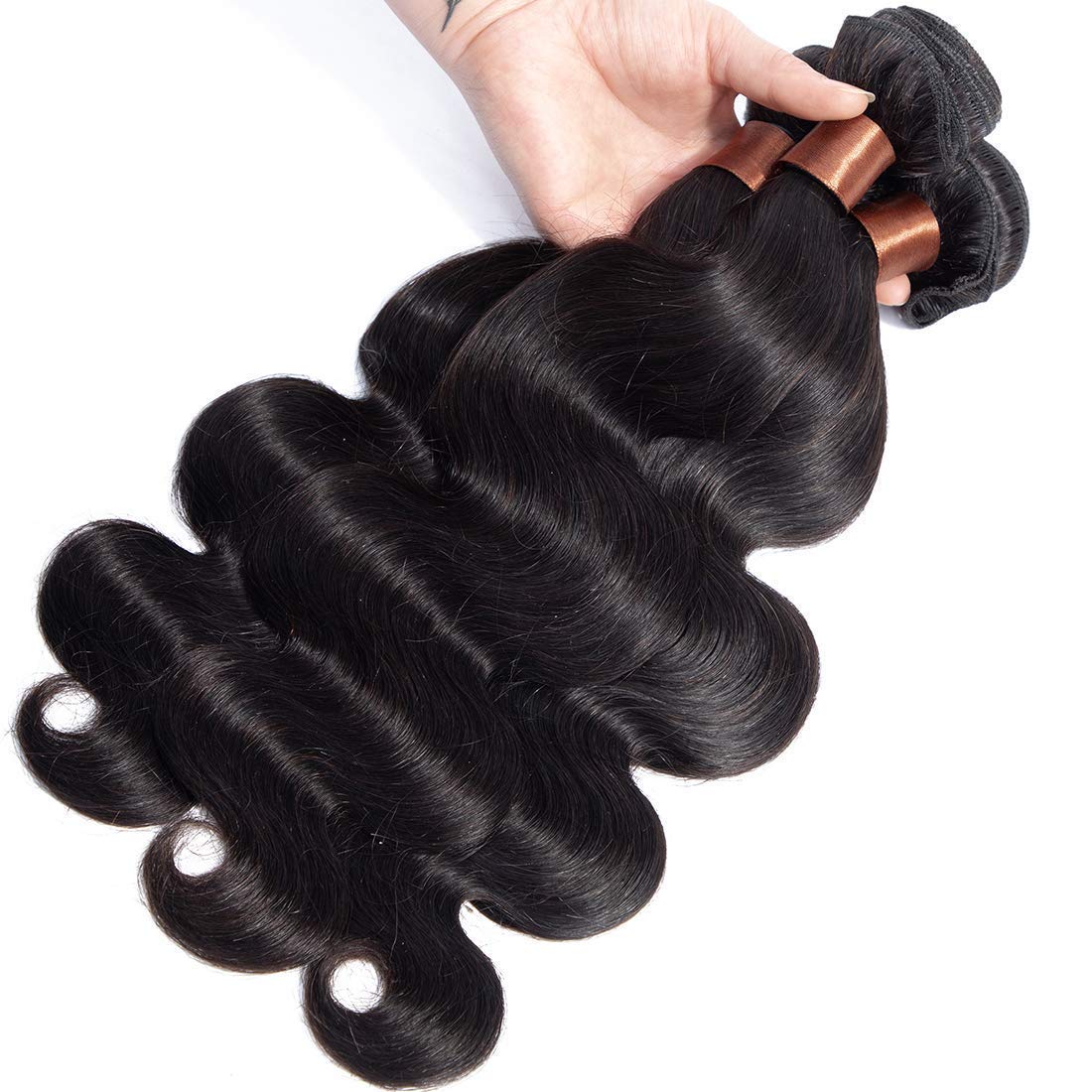 BLACKMOON HAIR Body Wave Human Hair 3 Bundles 14 16 18Inch Bundles Human Hair 100% Unprocessed Brazilian Virgin Human Hair Weave Bundles Body Wave Hair Extensions Natural Color Can Be Dyed