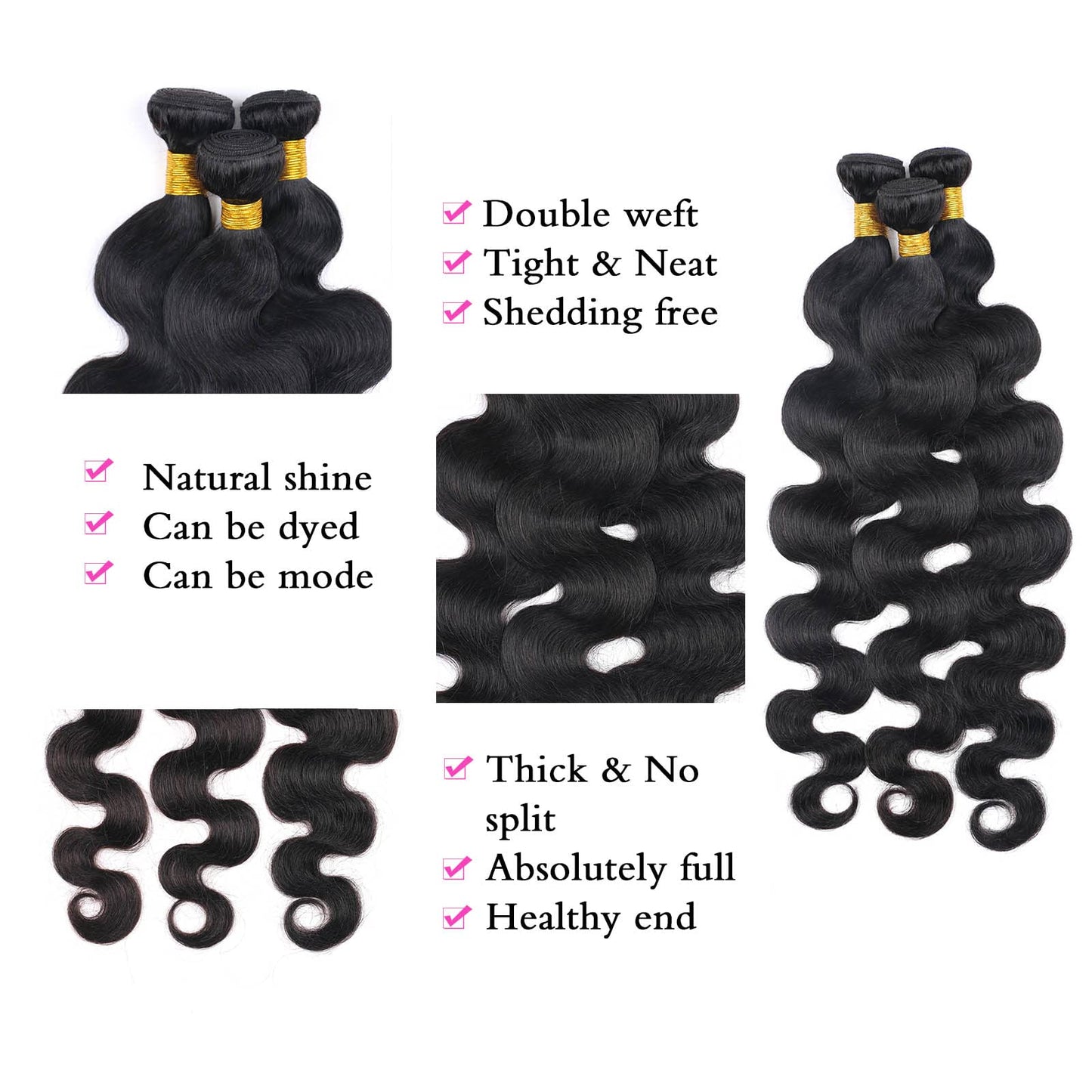 DaiMer Body Wave Human Hair One Bundle Unprocessed Body Wave Hair Extensions Double Weft 10A Brazilian Hair Bundles Wet And Wavy Hair Weave 28 Inch