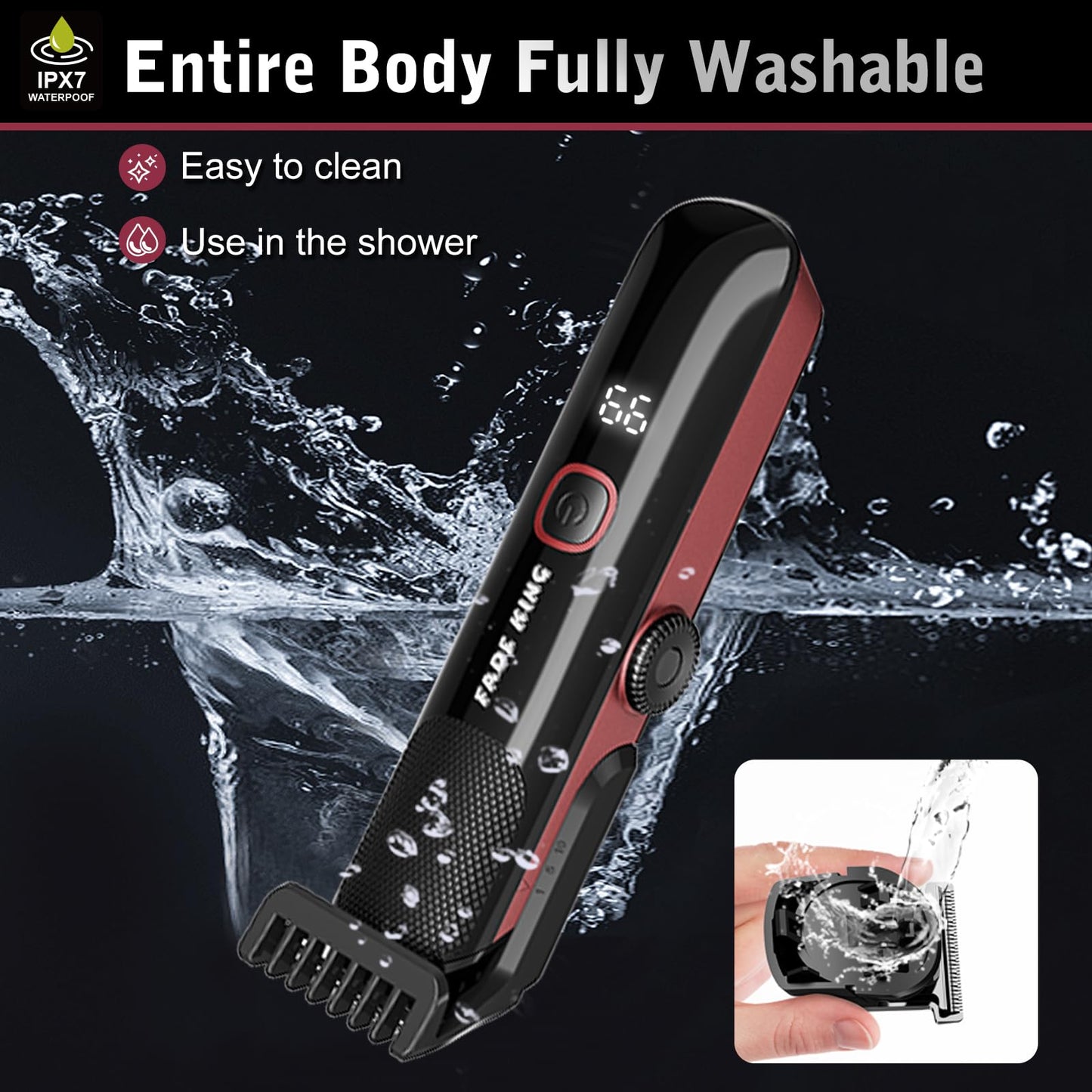 FADEKING® Professional Hair Clippers for Men + All in One Beard Trimmer for Men IPX7 Waterproof, Cordless Clippers and Trimmers Set