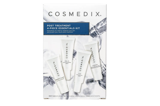 COSMEDIX Starter Kit - 4-Piece Travel Size Skin Care Kit - Features Best Sellers on Amazon for Skincare - Includes Gentle Face Cleanser, Face Serum, SPF Sunscreen and Hydrating Face Moisturizer