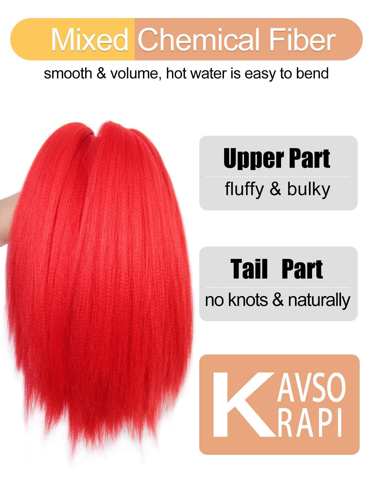 KAVSORAPI Red Braiding Hair 12 Inch Pre Stretched Hair Short Straight Crochet Braids Yaki Texture Synthetic Fiber 8 Packs (Red)