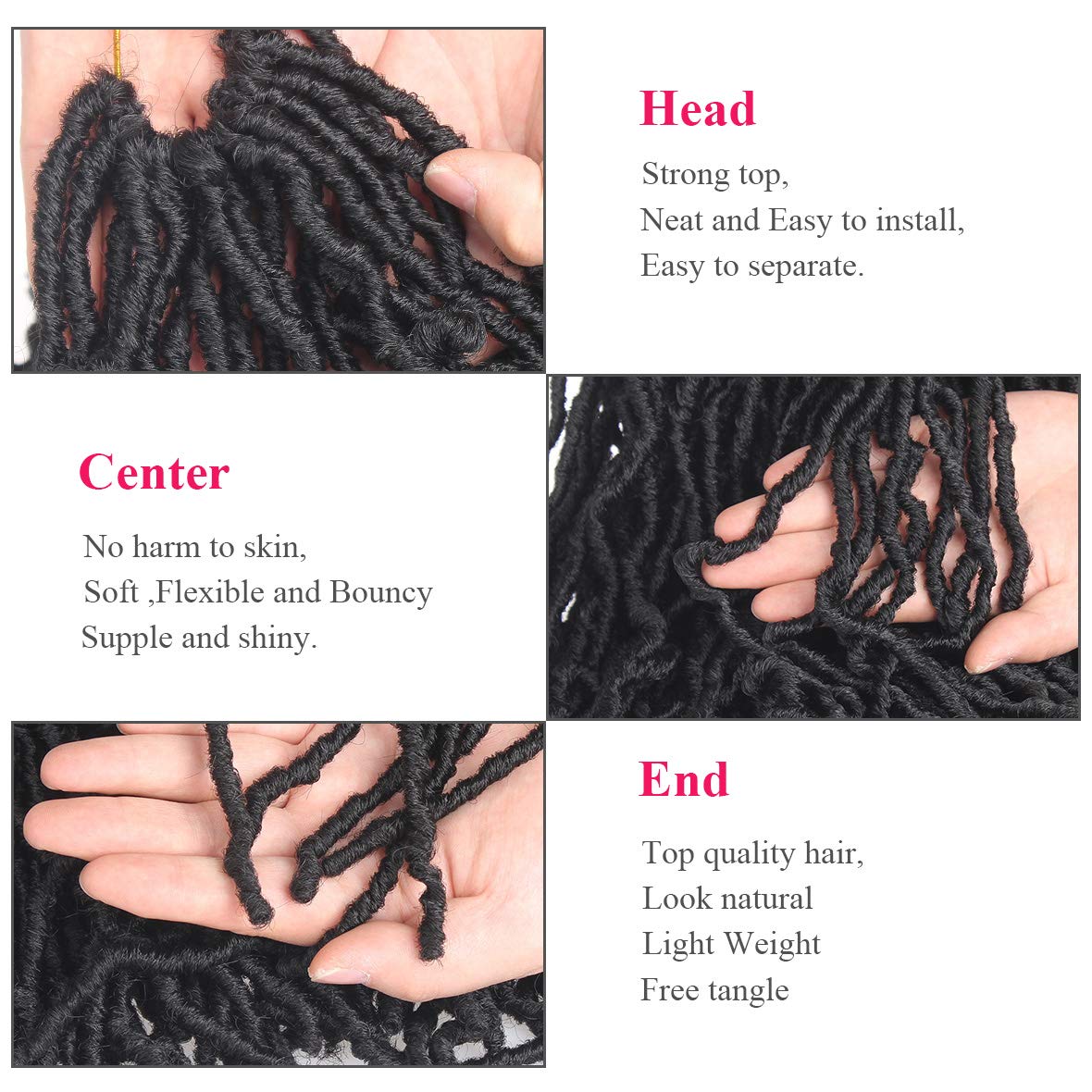 Leeven 24 Inch Long Messy Faux Locs Crochet Braids Hair 7 Packs Natural Black Distressed Faux Soft Locs Crochet Hair 18 Strands/Pack Pre-looped Goddess Locs Crochet Braiding Hair