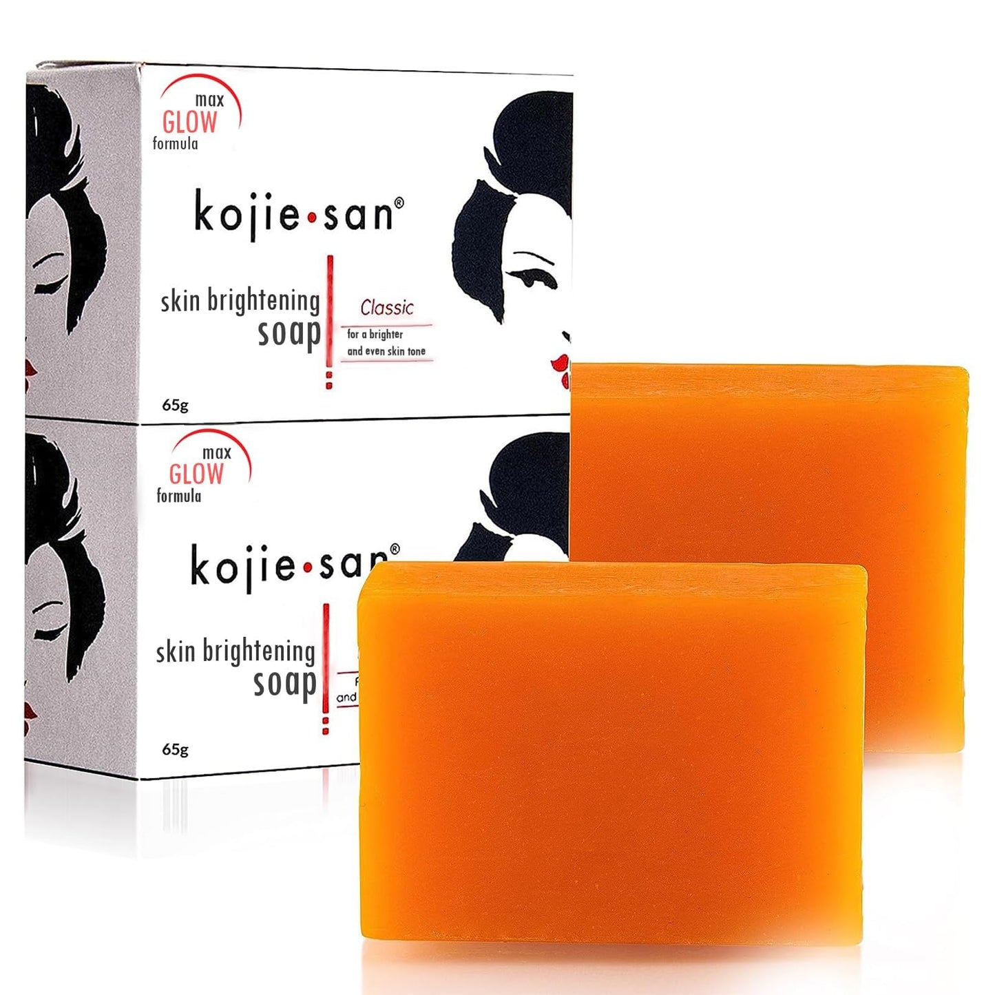 Kojie San Skin Brightening Soap - Original Kojic Acid Soap that Reduces Dark Spots, Hyperpigmentation, & Scars with Coconut & Tea Tree Oil - 65g x 2 Bars