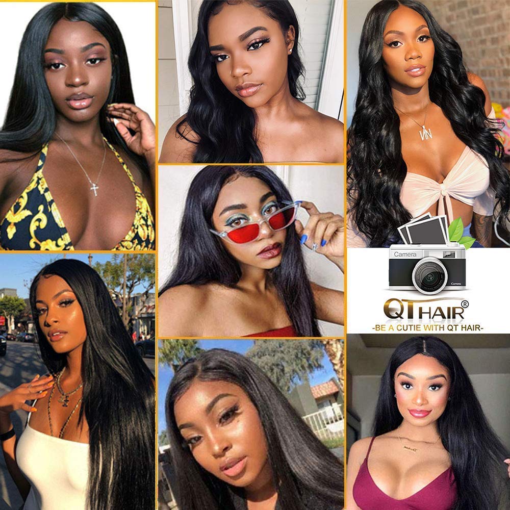 QTHAIR 14A Ear to Ear Lace Frontal 13x4" Full Lace Straight Hair Frontal 150% Density Free Part Indian Virgin Straight Human Hair Lace Frontal Pre Plucked Baby Hair 12inch