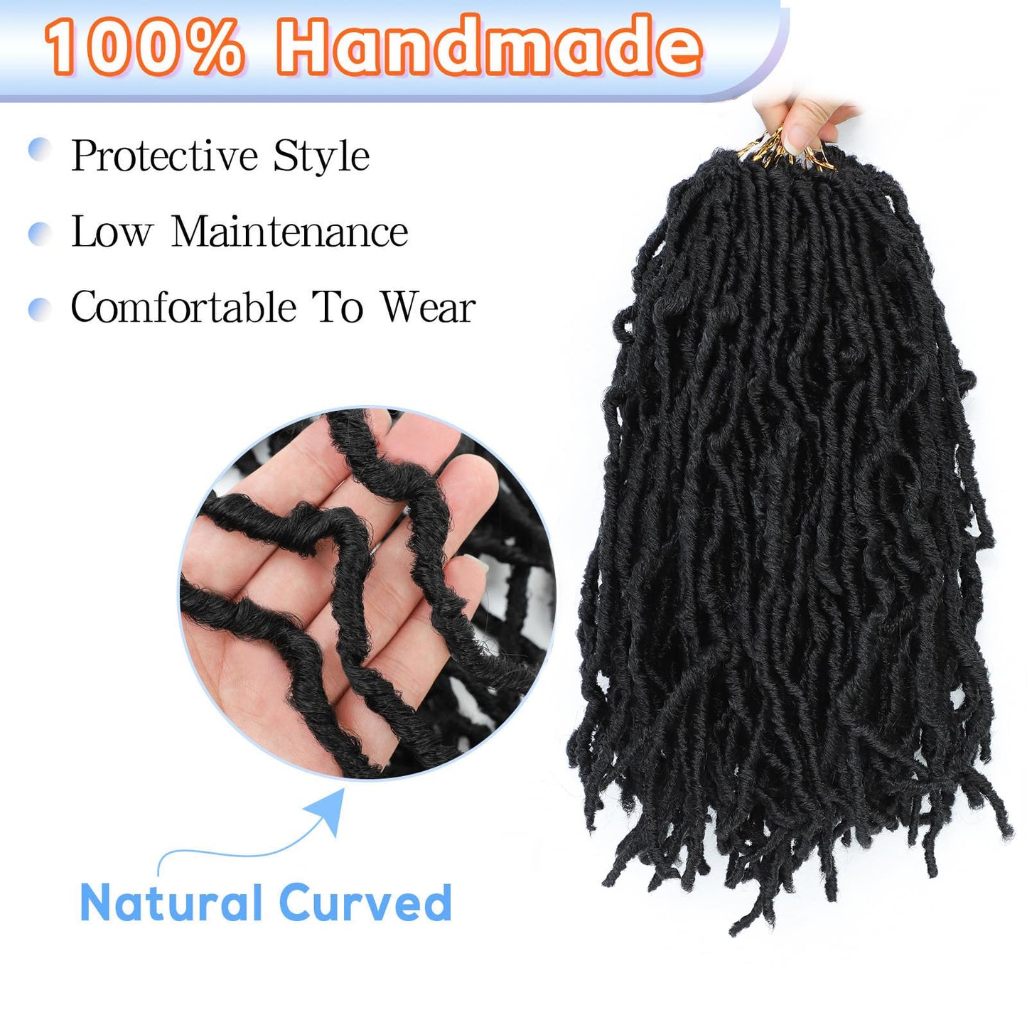 Faux Locs Crochet Hair 12 Inch 7 Packs Short Natural Black Crochet Soft Locs Pre Looped Soft Locs Crochet Hair For Kids Women Butterfly Locks Goddess Faux Loc Hair Extensions(12inch, 7 Packs, 1B)