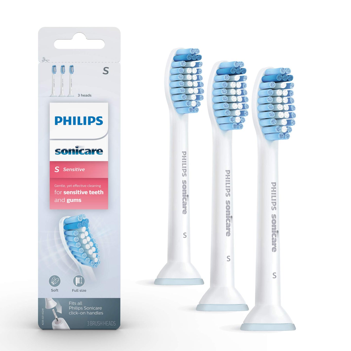 Philips Sonicare Genuine Sensitive Replacement Toothbrush Heads for Sensitive Teeth, 3 Brush Heads, White, HX6053/64 | Philips Sonicare Genuine G2 Optimal Gum Care Replacement Toothbrush Heads, 3 Brush Heads, White, HX9033/65