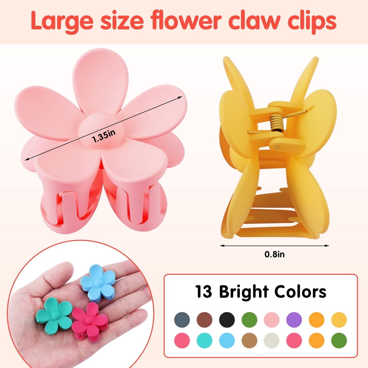 16Pcs Flower Hair Clips,Small Flower Hair Claw Clips for Women Girls,Non Slip Flower Claw Clips,Matte Hair Clips Strong Hold for Thin Hair,Cute Flower Clips Claw Clip Hair Accessories 13 Colors