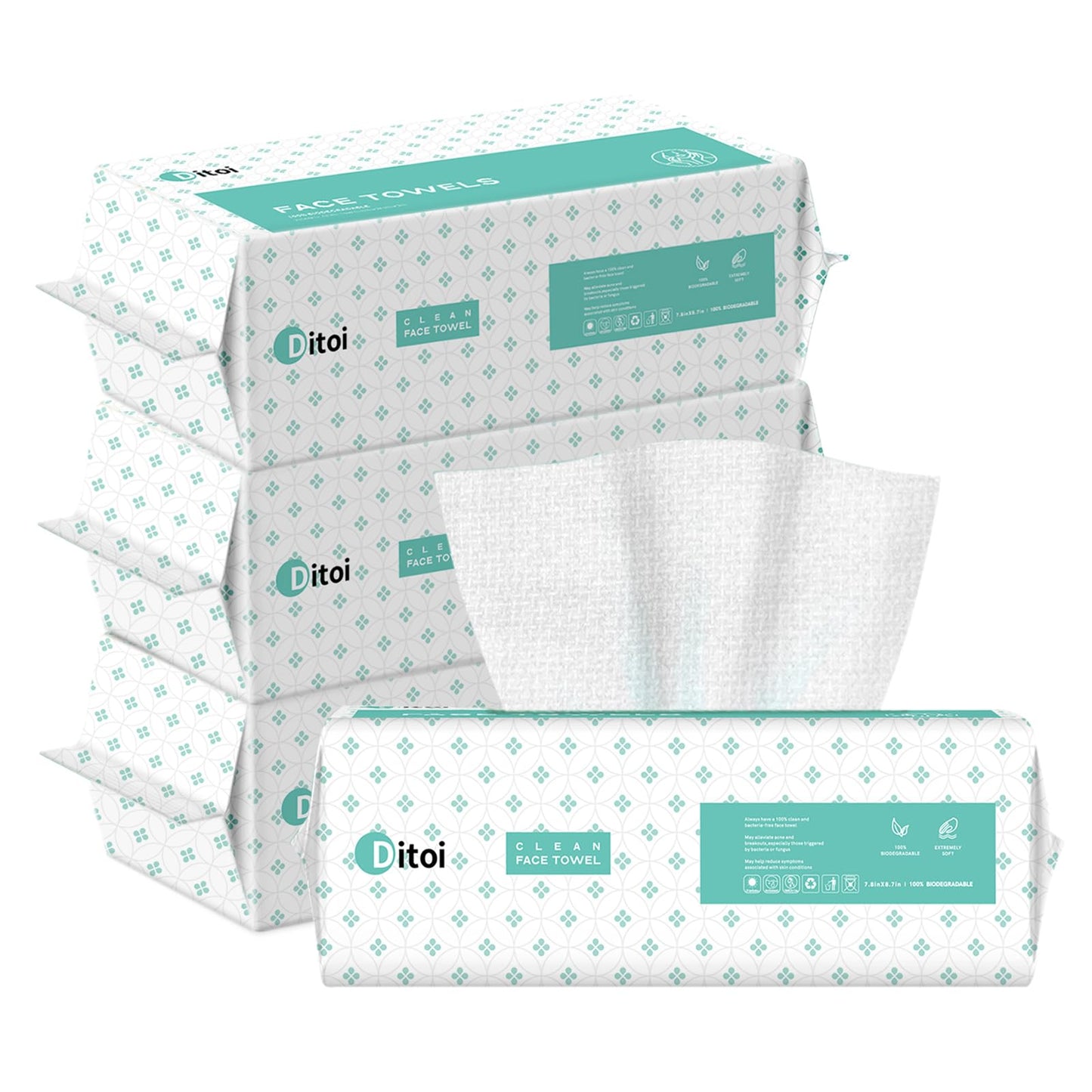 Ditoi Disposable Face Towel, 240 Count Soft Face Towels, Thicker Facial Tissue for Skin Care, Makeup Remover Dry Wipes, Face Towelettes for Cleansing, 7.8"×8.7"