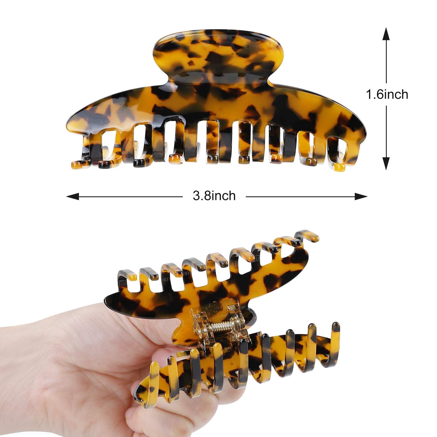 Fuystiulyo 3 Pack Hair Claw Clips for Women, Nonslip Clips for Thick and Thin Hair, Strong Hold Jaw Clamps for Hair Styling Accessories (Leopard-2)