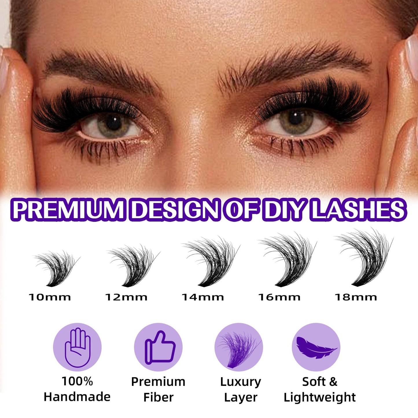 Lash Clusters 3D Thick Eyelash Clusters 280pcs Cluster Eyelash Extensions 10-18mm 100D Wispy Individual Lashes Volume Lash Clusters DIY Lash Extensions at Home (100D-MIX10-18mm)