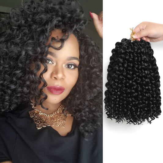 10Inch Gogo Curl Crochet Hair 8Packs Beach Curl Crochet Hair for Black Women Water Wave Crochet Hair Short Curly Crochet Hair (10 Inch, Packs of 8, 1B)