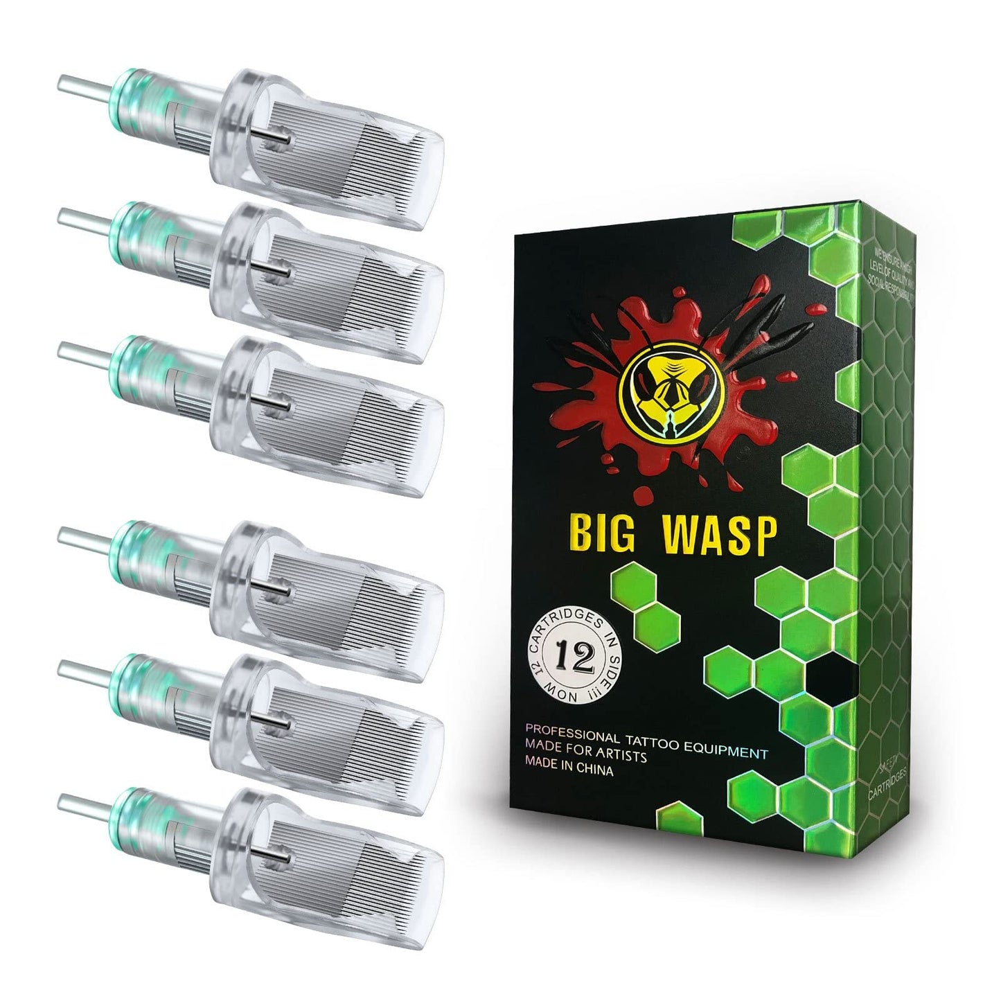 BIGWASP 62PCS Mixed Large Magnum 1229M1 & 0.35mm #12 Round Shader 3RS 5RS 7RS 9RS 11RS