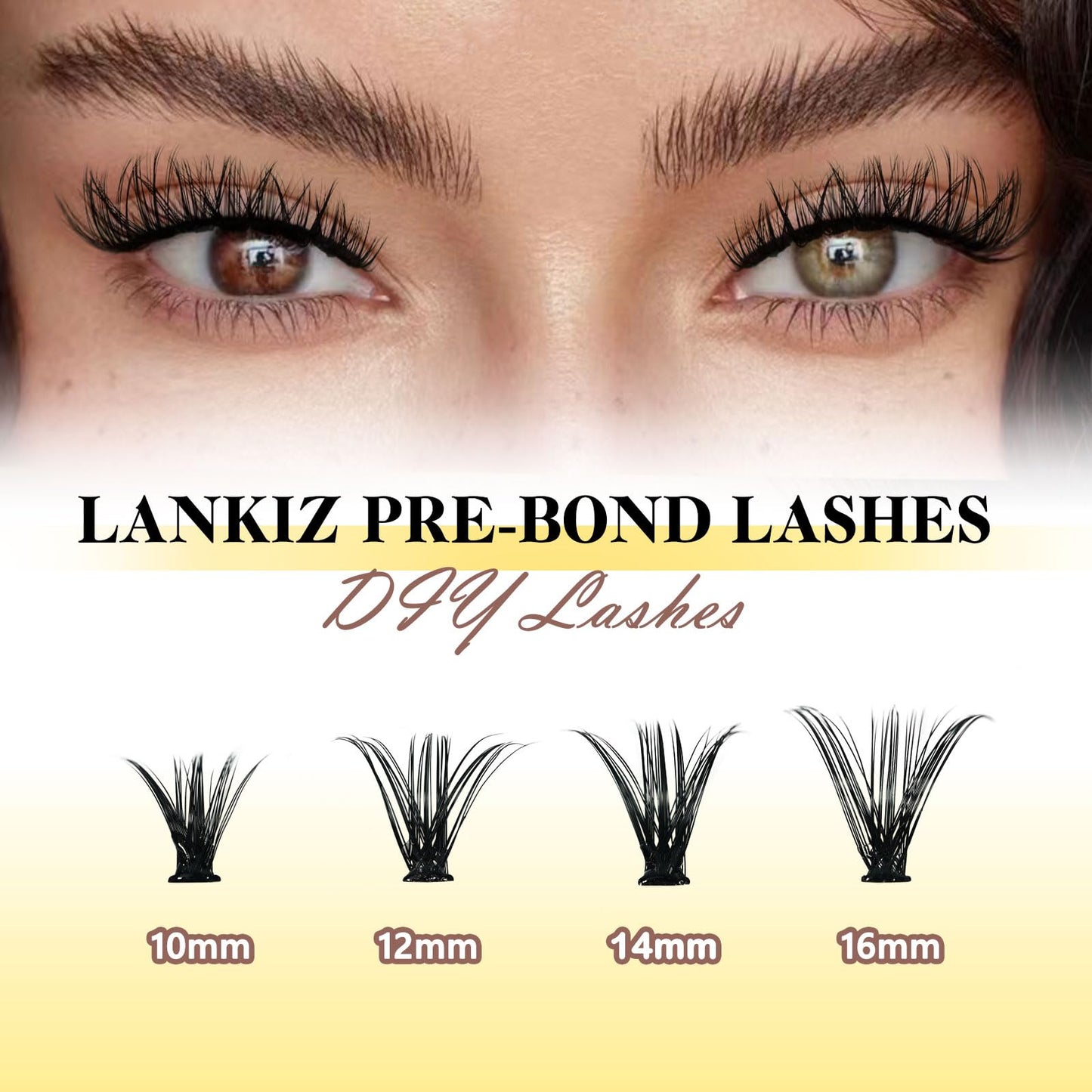 LANKIZ Self Adhesive Lashes Clusters, 160pcs Reusable Self Adhesive Eyelashes, 40D No Glue Individual Lashes, Natural Pre Glued Eyelashes Wispy, DIY Glueless Adhesive Lashes