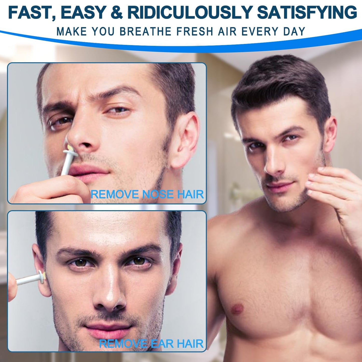 Nose Wax Kit, Best Value 120g Nose Hair Waxing Kit for Men With 42 Nose Wax Sticks, Hypoallergenic Home Waxing Kit for Women Men 21 Post Waxing Balm Wipes, 21 Mustache Guards, Nose and Ear Wax Kit Men