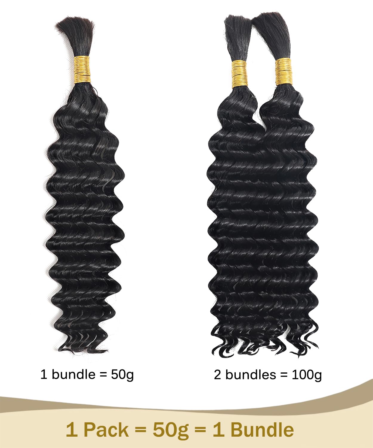 Bulk Human Hair for Braiding - 12A Curly Human Hair Bundles for Black Women - 18 inch(50g), Deep Wave, No Weft, Boho Braids - 100% Unprocessed Brazilian Virgin Human Hair Extensions