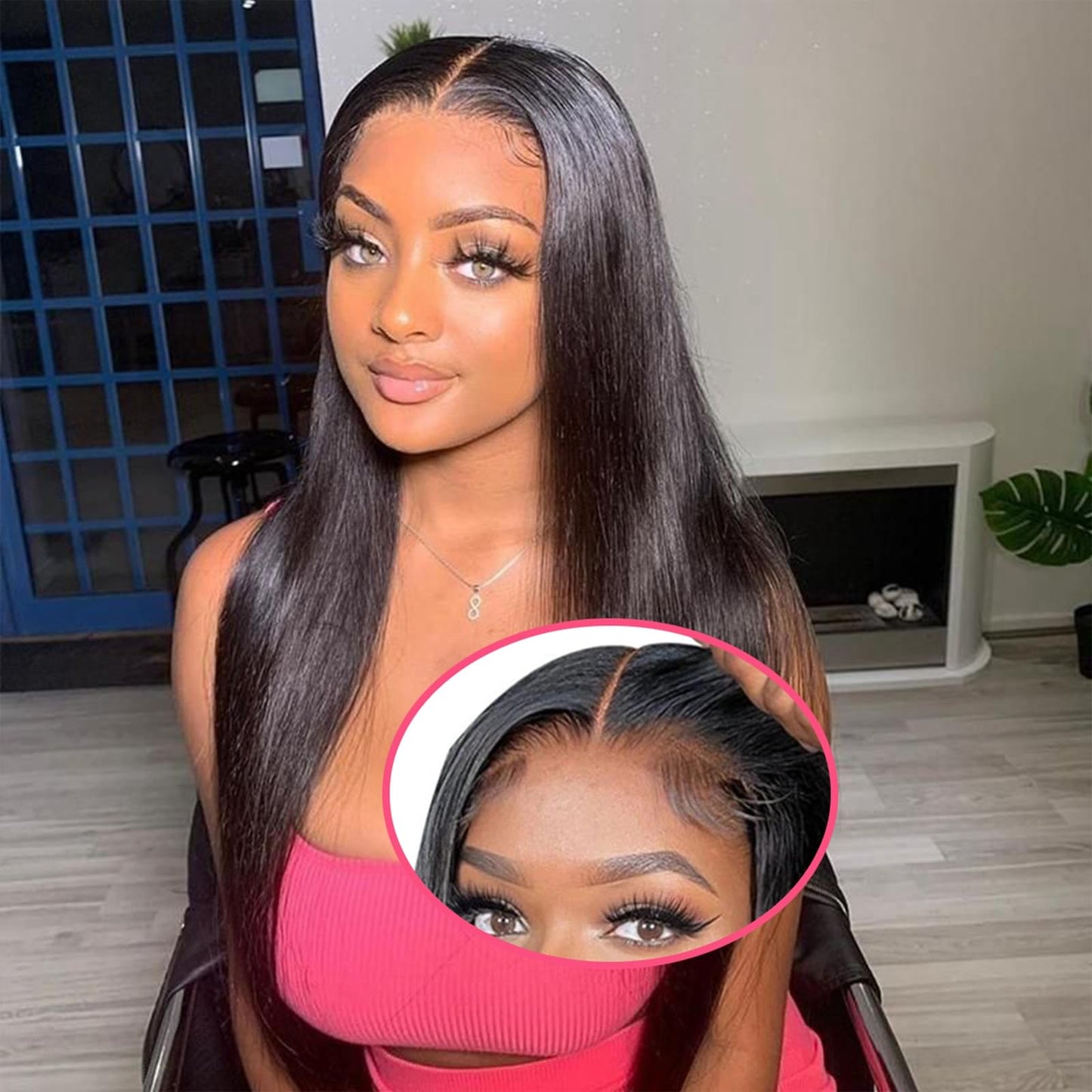 Odir Wear and Go Glueless Wigs Human Hair Pre Plucked Pre Cut 4x4 Lace Closure Wigs 20 Inch Human Hair 180% Density Brazilian Straight Hair HD Lace Front Wigs for Black Women Glueless Wigs