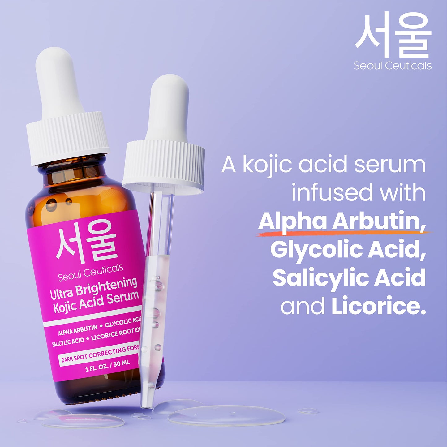 SeoulCeuticals Korean Kojic Acid Serum + Vitamin C Serum + Snail Mucin Cream - Potent K Beauty Anti Aging