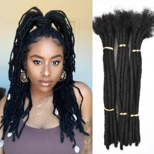 Loc Extensions Human Hair Dreadlock Extensions for Men/Women 100% Real Human Hair Permanent Dreadlock Extensions Locs Extensions Human Hair Can Be Dyed (30 Locs-24 Inch, 0.6cm-1B Natural Black)