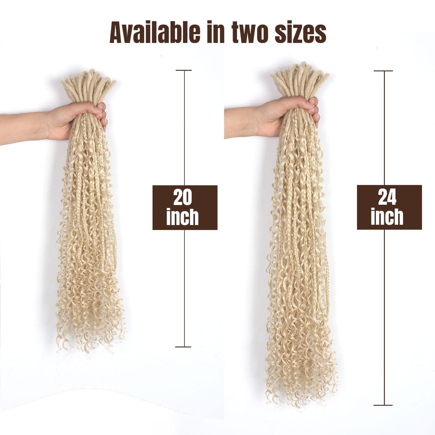 WIGNEE 24 Inches 20 Strands Double Ended Dreadlock Extensions Boho Curly Braid in Dreadlock Extensions Synthetic Double Ended Dreadlock Extensions for White Women (24 Inch, 613)