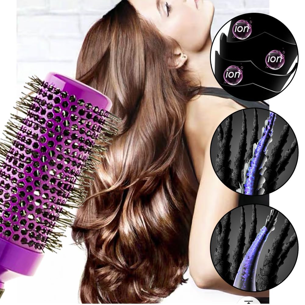 5pcs Round hair Brush Set for Blow Drying Curling, Professional curly hair brushBrush Leaves Hair Shiny Heat Styling Brush 5 Different Sizes Works Very Well with The Blow Dryer