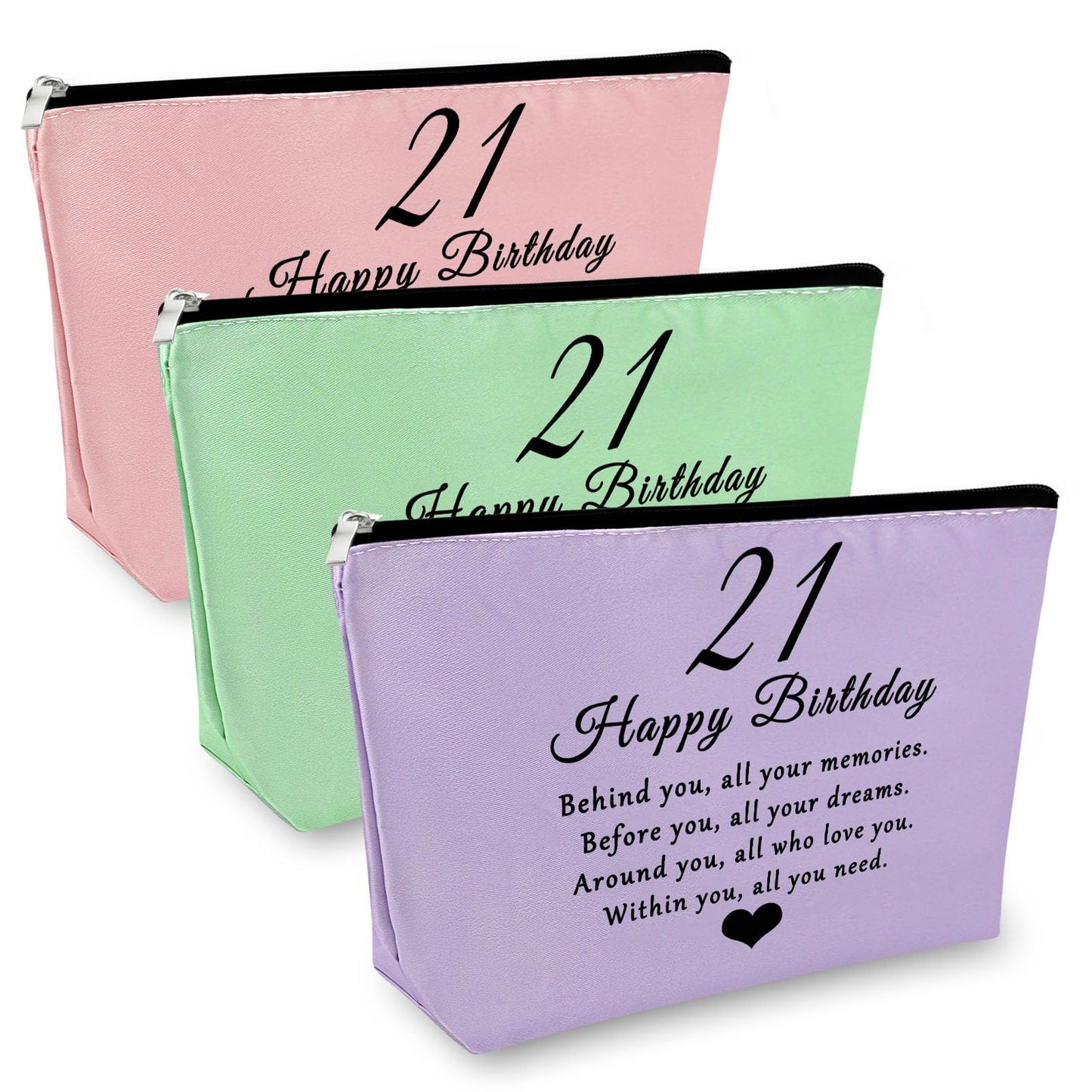 21 Year Old Birthday Gift for Her Makeup Bag 21st Birthday Gift for Women Sweet Birthday Gift for Sister Friend Birthday Party Gift for Her Friendship Gift for Bestie 2Pcs Travel Cosmetic Pouch