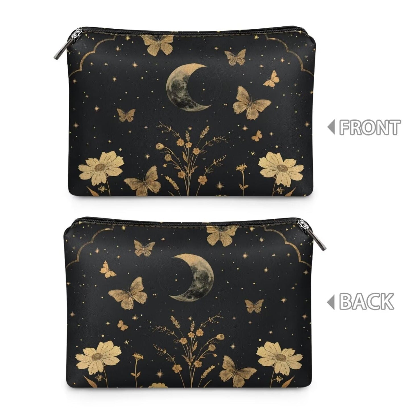 ELEDIZI Goth Moon Star Butterfly Makeup Bag for Purse Toiletry Bag for Women Aesthetic Womens Cosmetic Bag Travel Waterproof Skincare Bag with Zipper Travel Accessories for Women Carry On