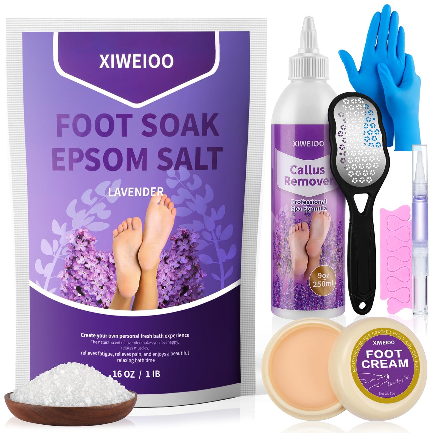 XIWEIOO foot salt set Foot Soak with Epsom Salt - For Toenail Repair, Athletes Foot, Softens Calluses, Soothes Sore & Tired Feet…