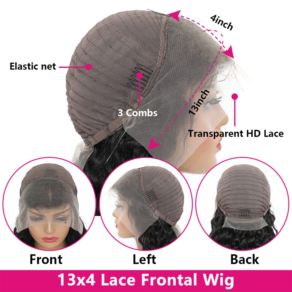 FDX 16 Inch Straight HD Lace Front Wigs Human Hair Pre Plucked 13x4 Lace Front Wigs Human Hair 180 Density Transparent Frontal Wigs Human Hair Lace Brazilian Human Hair Wigs for Black Women Glueless