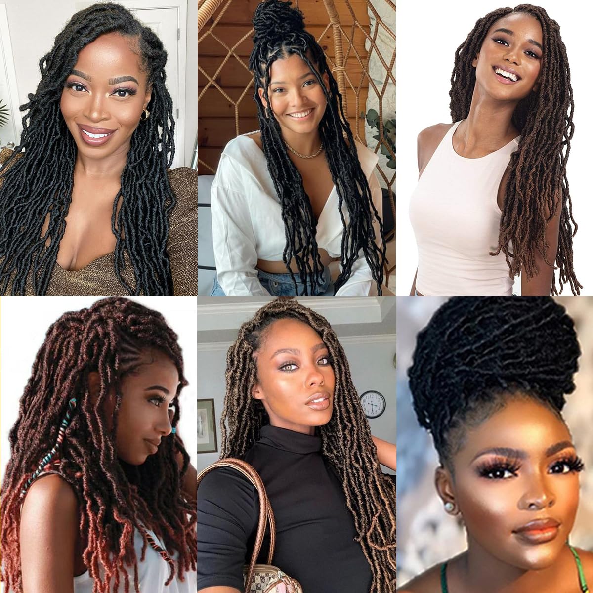 New Faux Locs Crochet Hair 18 Inch 6 Packs Natural Black New Faux Locs Crochet Hair Goddess Curly Faux Locs Crochet Hair 126 Strands (18 Inch, T1B/30)