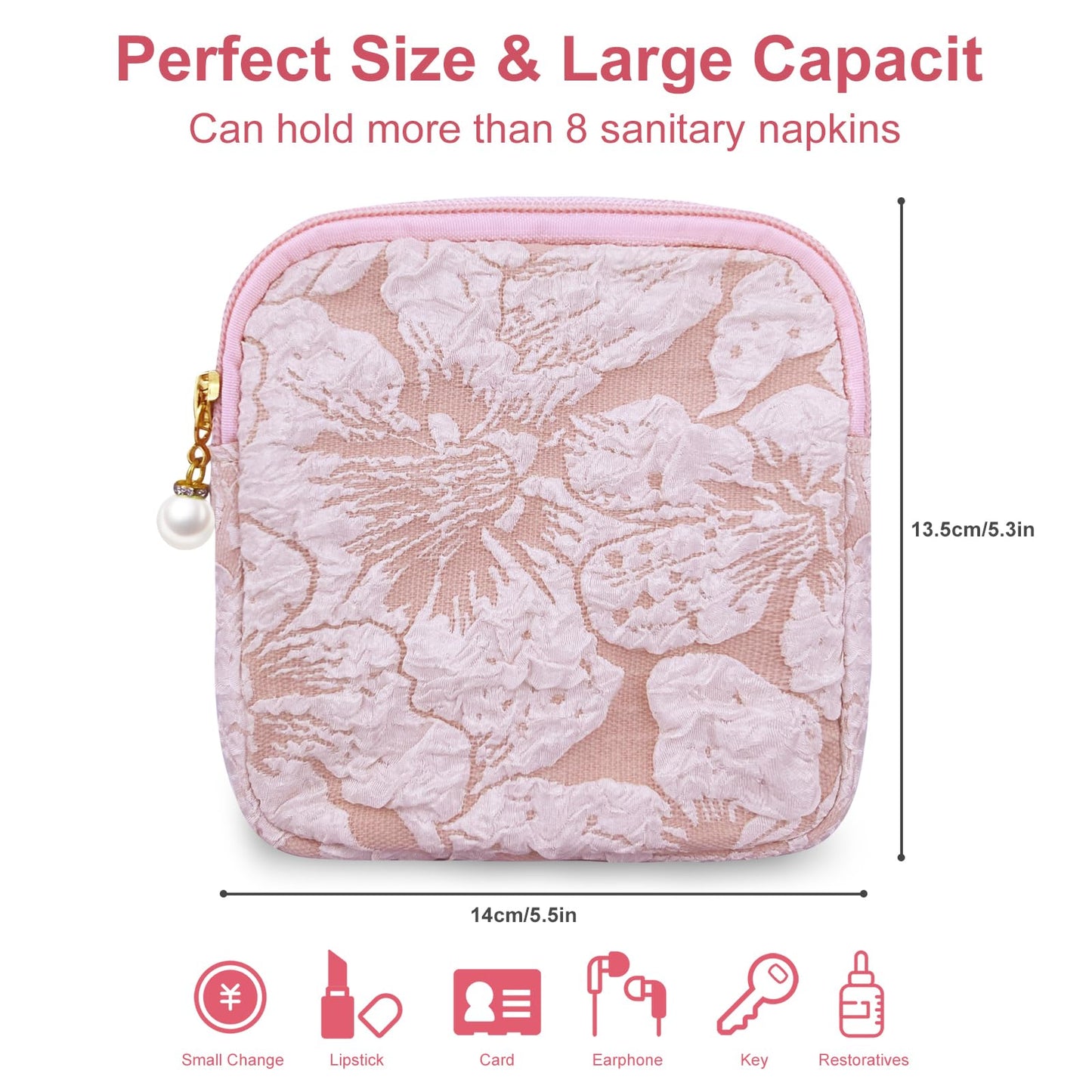 JTSea Mini Makeup Bag for Purse,Sanitary Napkin Storage Bags,Small Cosmetic Travel Bag Pouch, Coin Purse, Girls Period Bag Feminine Period Pouch, Portable Items Storage Pouch for Teen Girls Women