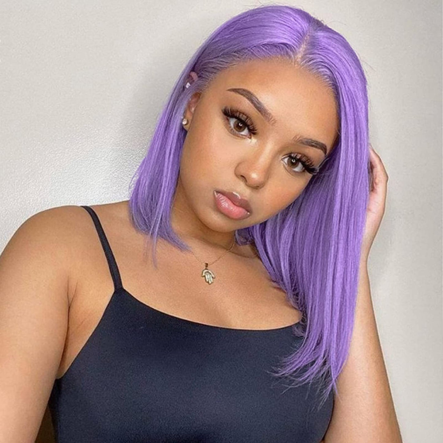 Dorosy Hair Purple Bob Wig 13x4 Lace Front Wigs Human Hair Short Bob Transparent Lace Pre Plucked Hairline with Baby Hair 150% Density Brazilian Straight Bob Wigs(14 inch)