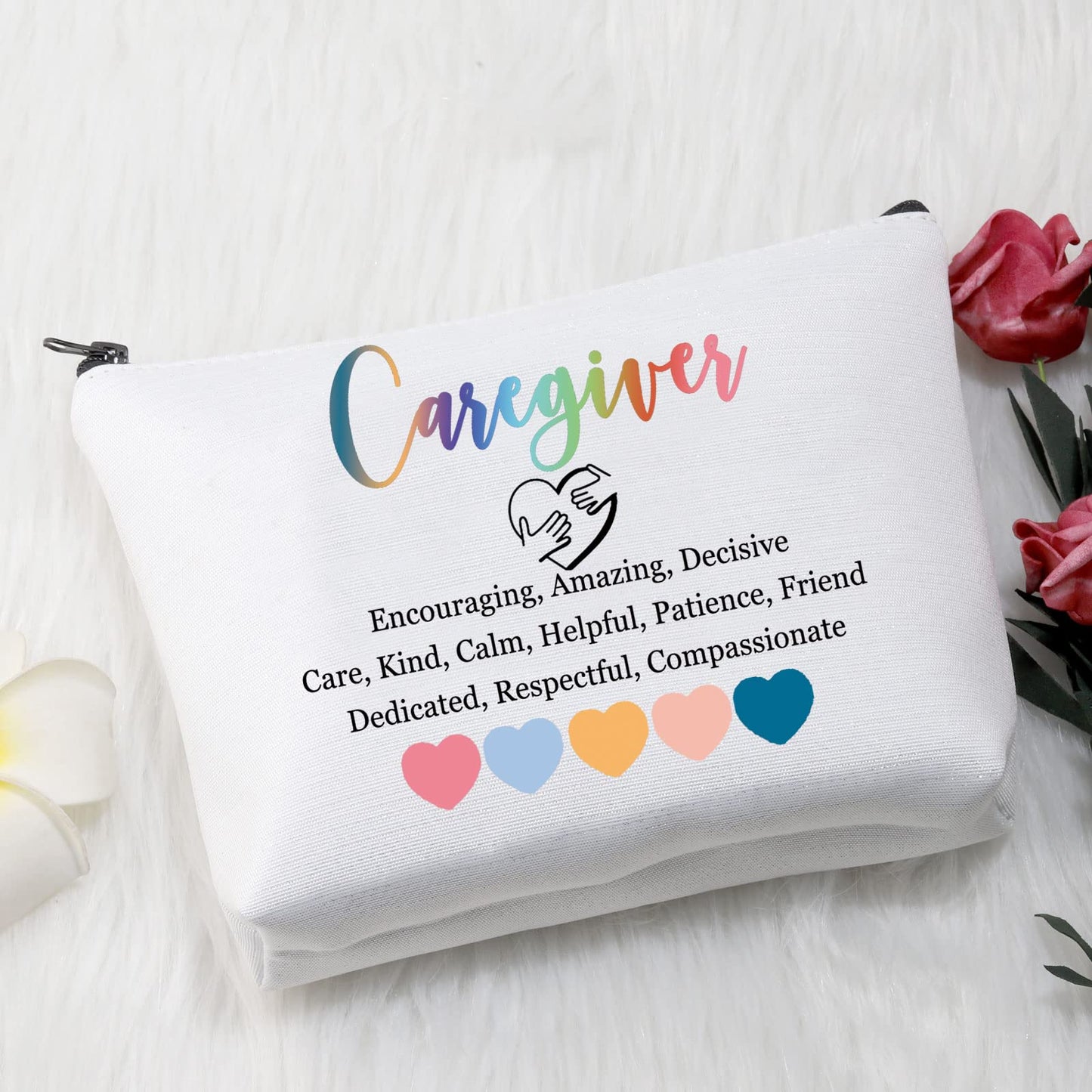 VAMSII Caregiver Makeup Bag Thank You Caregiver Gift Caretakers Gift for Women Babysitter Daycare Cosmetic Zipper Pouch (kind bag)