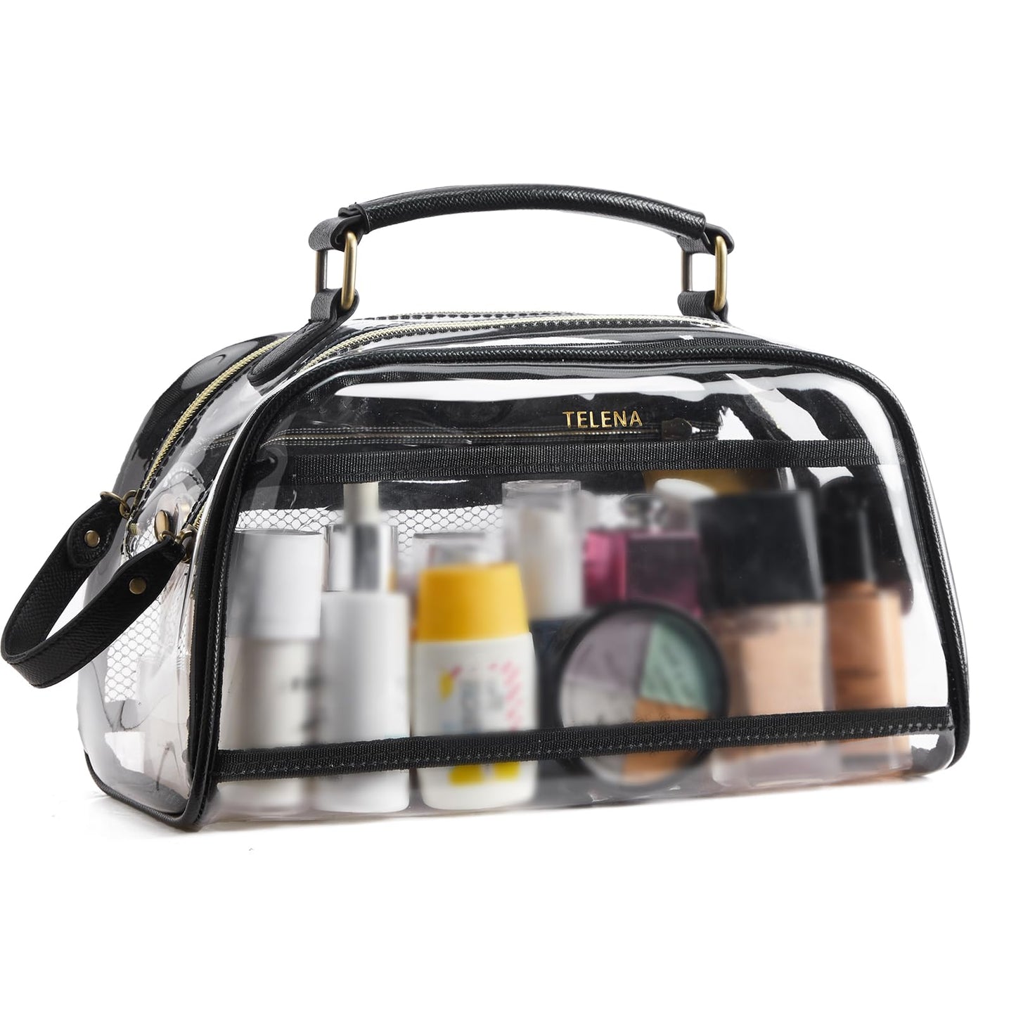 Telena Clear Toiletry Travel Cosmetic Bag - Makeup Organizer for Women Water Resistant Make Up Toiletries Bags Kit for Traveling