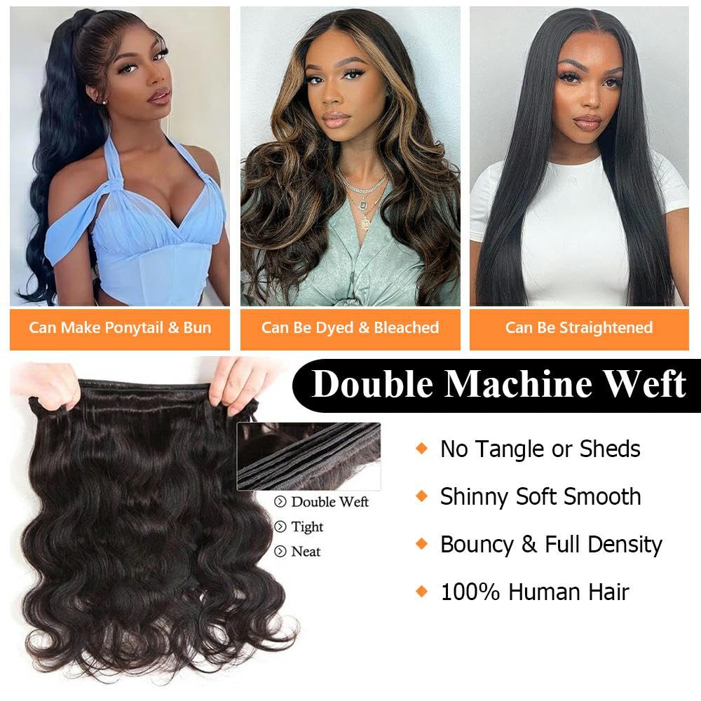 QTHAIR 14A Brazilian Virgin Hair Extension Body Wave 3 Bundles 300G 10 12 14inch Brazilian Body Wave Human Hair Weaves Brazilian Hair Bundles Body Wave Virgin Hair Extensions