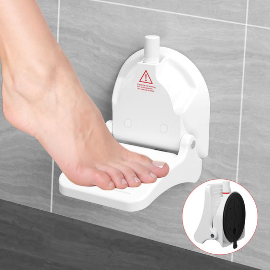 Hertzborn Shower Foot Rest for Shaving Legs with Reusable Suction Cup, Anti-Slip Shower Pedal, Fordable Shower Step with Powerful Suction Cup for Pregnant Woman & Back Pain Sufferers, 319 Pounds