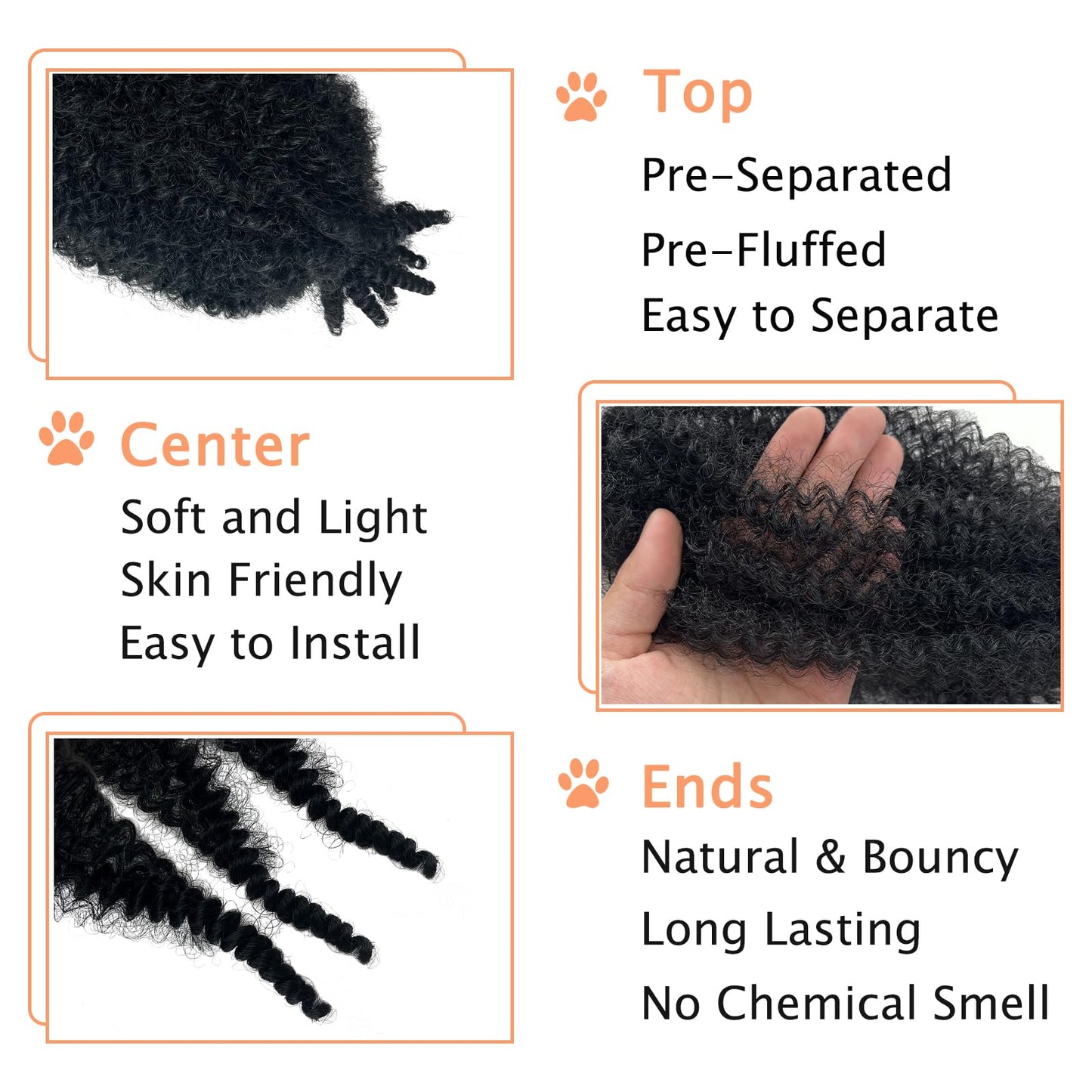 Marley Twist Braiding Hair 10INCH, Pre-Separated Springy Afro Twist Hair Kinky Twist Crochet Hair Braids for Distressed Soft Locs Spring Twist Hair for Women (Natural Black, 10 Inch(Pack of 3))