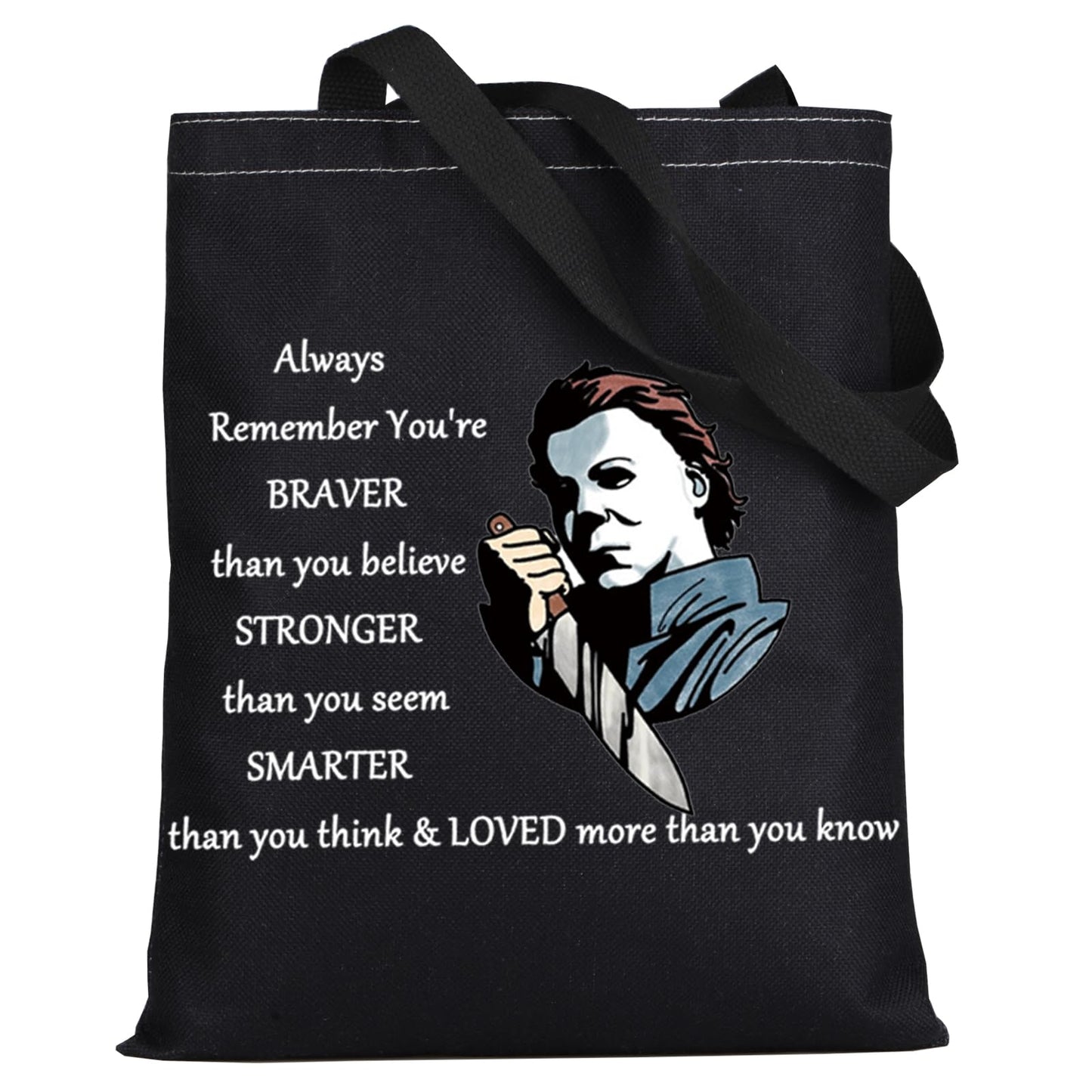 LEVLO Michael Myers Cosmetic Make Up Bag Horror Movie Fans Gift You'Re Braver Stronger Smarter Than You Think Makeup Zipper Pouch Bag For Friend Family (Michael Myers BT)