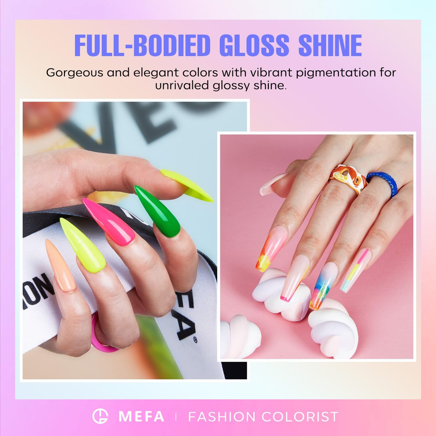 MEFA 23 PCS Gel Nail Polish Set, 20 Colors Neon Gel Polish with Glossy & Matte Top Base Coat, Summer Gel Nail Polish Colors Bright Yellow Hot Pink Navy Blue Green Nails Gifts for Women DIY Salon Home