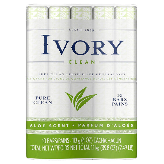 Ivory Bar Soap, Bath Size, Aloe 10 ea (Pack of 10)