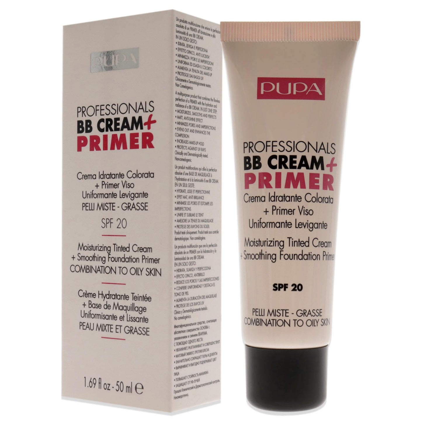 (Light-Medium) - PUPA Milano Professionals BB Cream + Primer, Combination - Oily Skin 50 ml