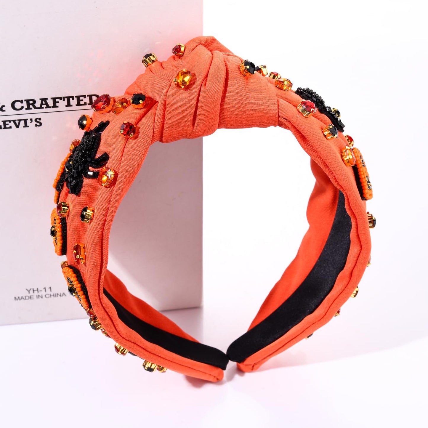 MOLOCH Halloween Headband Spooky Pumpkin Candy Corn Knotted Headband Crystal Headband Halloween Costume Hair Accessories