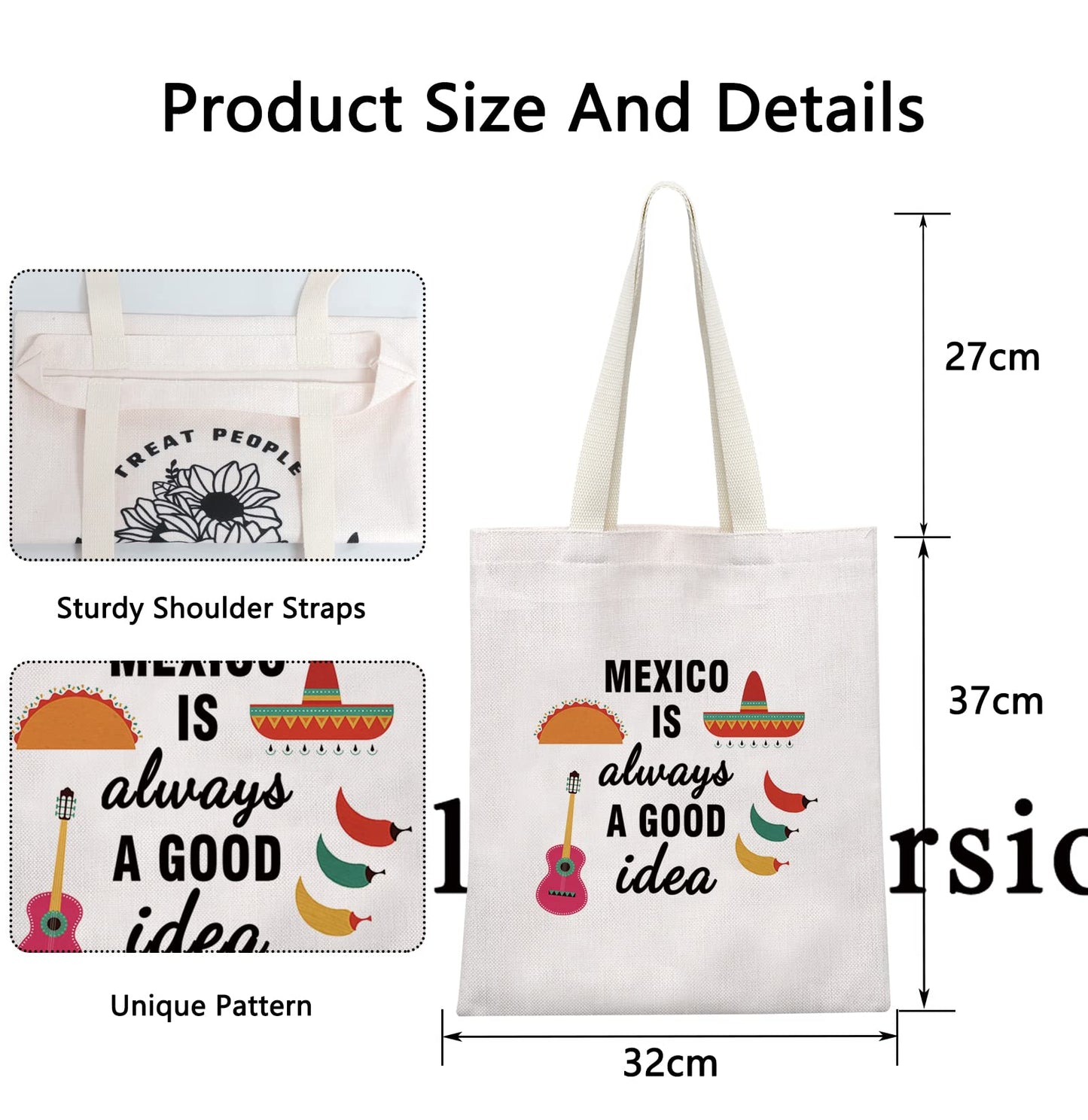 POFULL Mexico Bachelorette Party Gift Mexico Vacation Birthday Gift Mexico Is Always A Good Idea Zipper Makeup Bags Travel Toiletry Bag Accessories (Mexico Is Always A Good Idea Tote Bag)