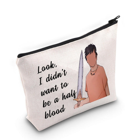 JNIAP Percy Cosmetic Bag PJO Merch Camp Half Blood Gift Percy Fans Makeup Pouch I Didn't Want To Be a Half Blood Travel Bag(look)