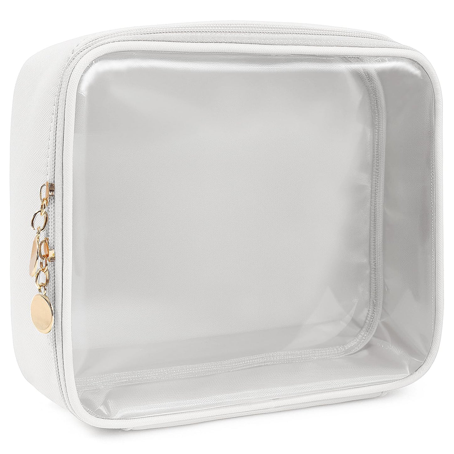 KOTORA Clear Makeup Bags with Large Opening TSA Approved Toiletry Bag Clear Toiletry Bags Fit Carry-on Travel Essential Bags,Clear Travel Size Toiletries Beach Bag for Women Men (White)