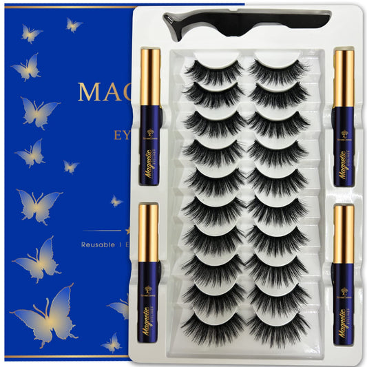 7C SevenCrown Magnetic Eyelashes,Cat-Eye Magnetic Lashes with Upgraded 4 Tubes of Magnetic Eyeliner,Reusable Waterproof,Natural Look,Long Lasting Cruelty-Free.3D Magnetic Lash 10 Pairs