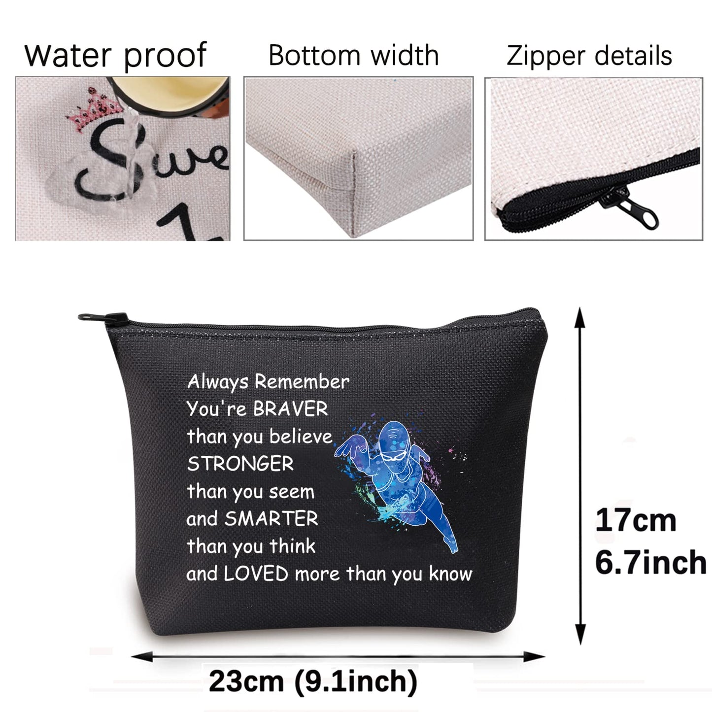 Swimming Gifts Swim Lover Gifts Swimmer Bag Cosmetic Makeup Bag Swimming Team Gifts for Women Travel Pouch Toiletry Bag Organizer Case (Swimming Bag Girl Black)