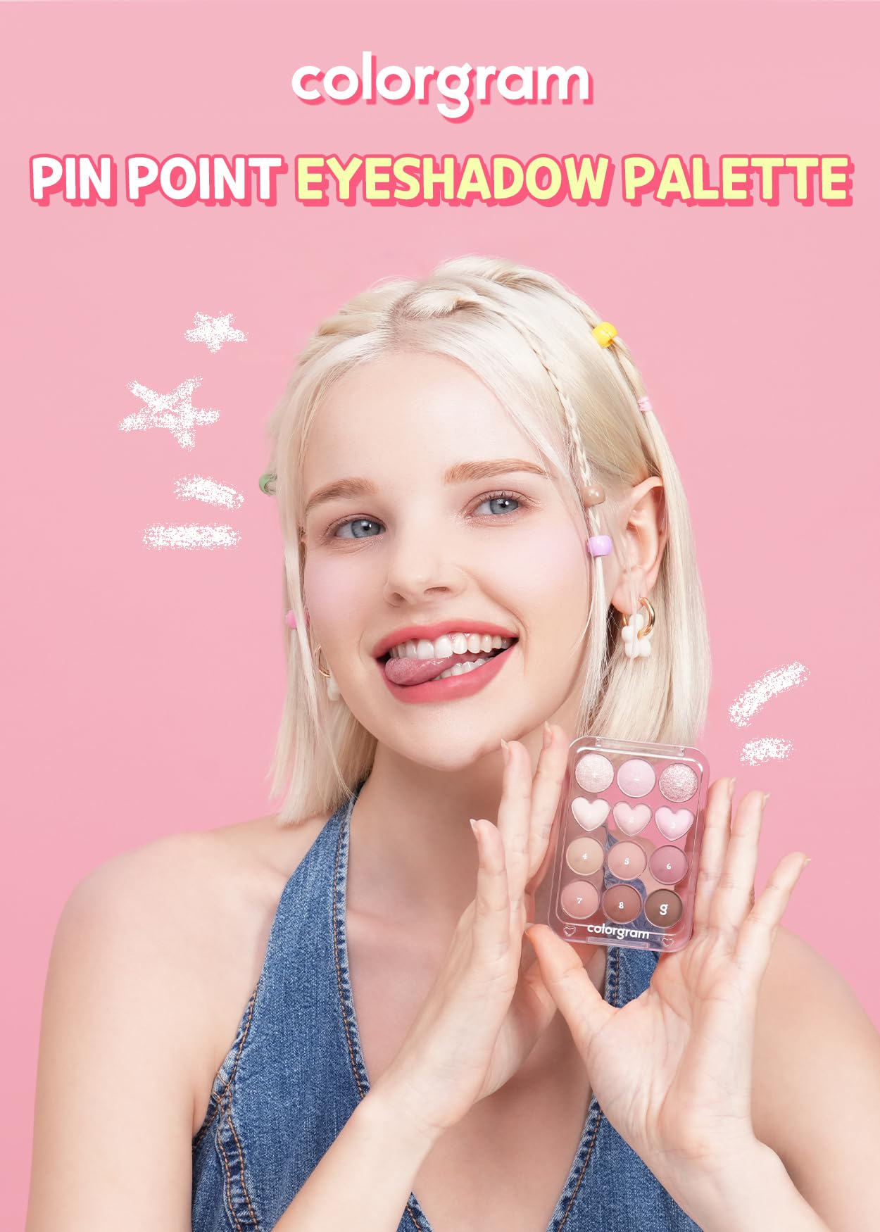 COLORGRAM Pin Point Eyeshadow Palette 03 Pink+Lavender | Ultra-Blendable Matte, Glitter, Shimmer Shades for Daily Makeup | K-Beauty Eye Palette with Easy-to-Use Calculator Design