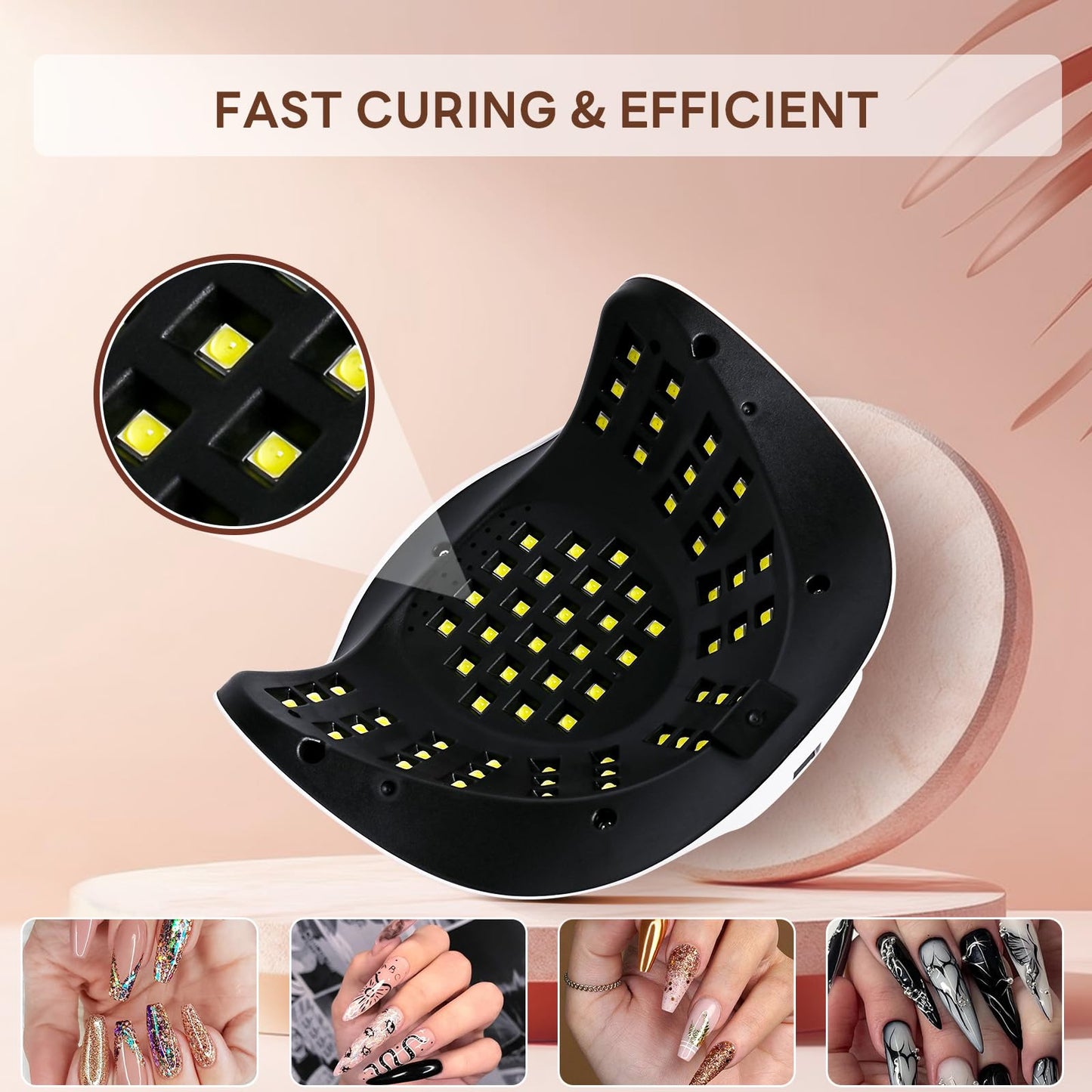 208W UV LED Nail Lamp, Professional UV Nail Dryer Light with 66Pcs Lamp Beads, Fast Gel Curing Lamp 4 Timer Setting Auto Sensor, Portable Handle Gel Polish Lamp for Salon and Home Nail Art Tools